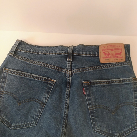 Levi's 505 Boot Cut Blue Denim 10" High Rise Jeans sz 31 x 30 - Picture 4 of 9